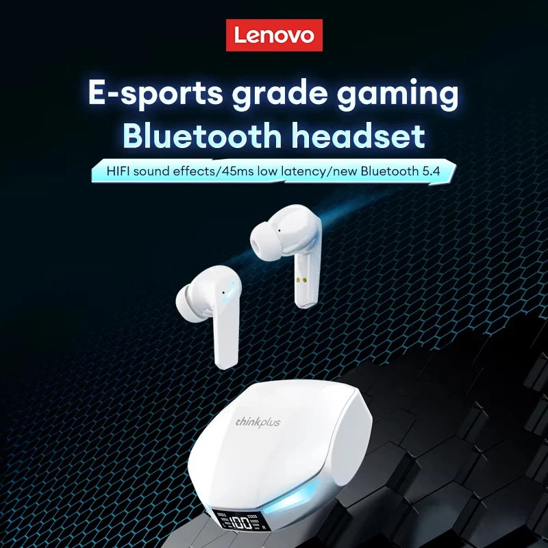  Lenovo XT53 Wireless In-Ear Gaming Kopfhörer in Weiß mit LED-Ladecase und Bluetooth 5.4