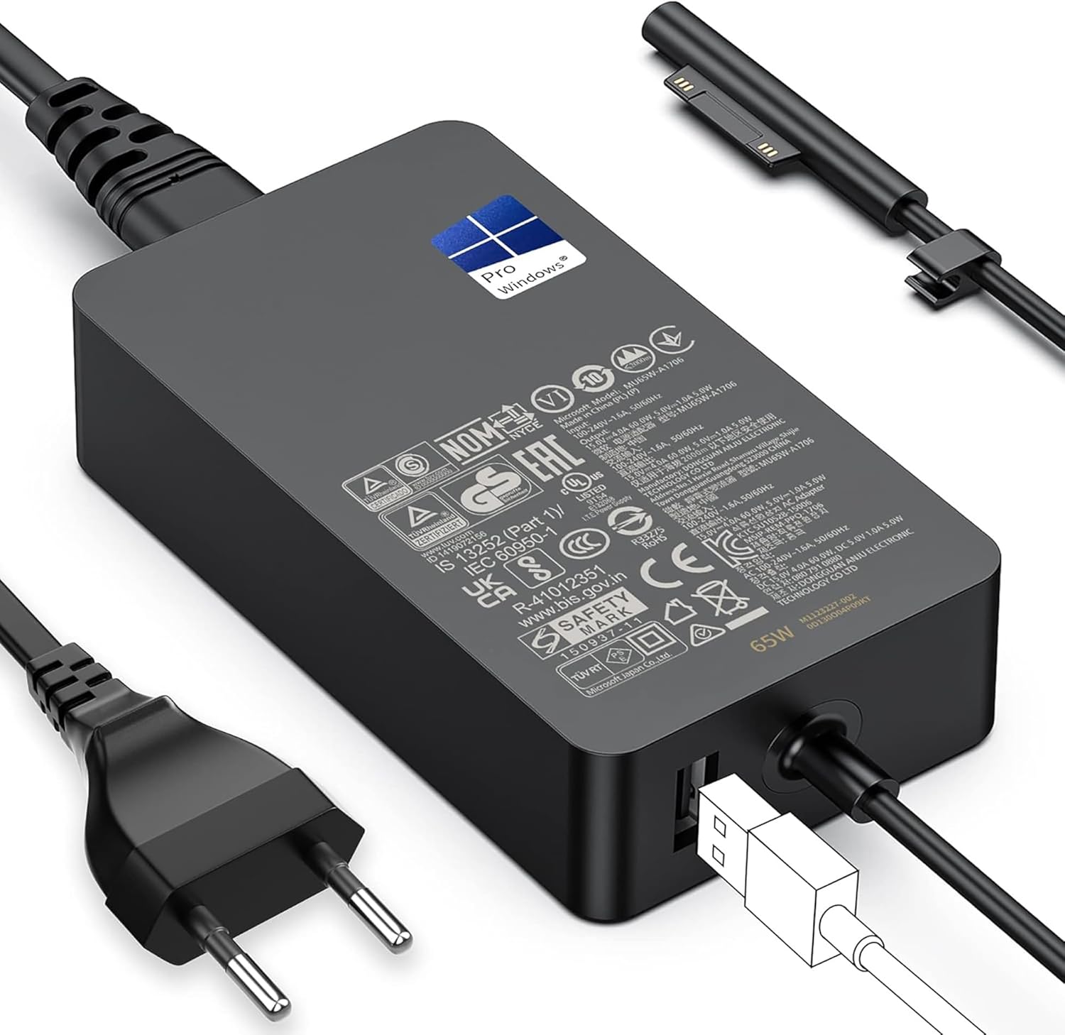 Original Microsoft Surface 65W Power Adapter Ladegerät mit Surface Connect Anschluss und Netzkabel für Surface Go Pro Studio Laptop 1 2 3 4 5 6 7 8 9 10 11 
