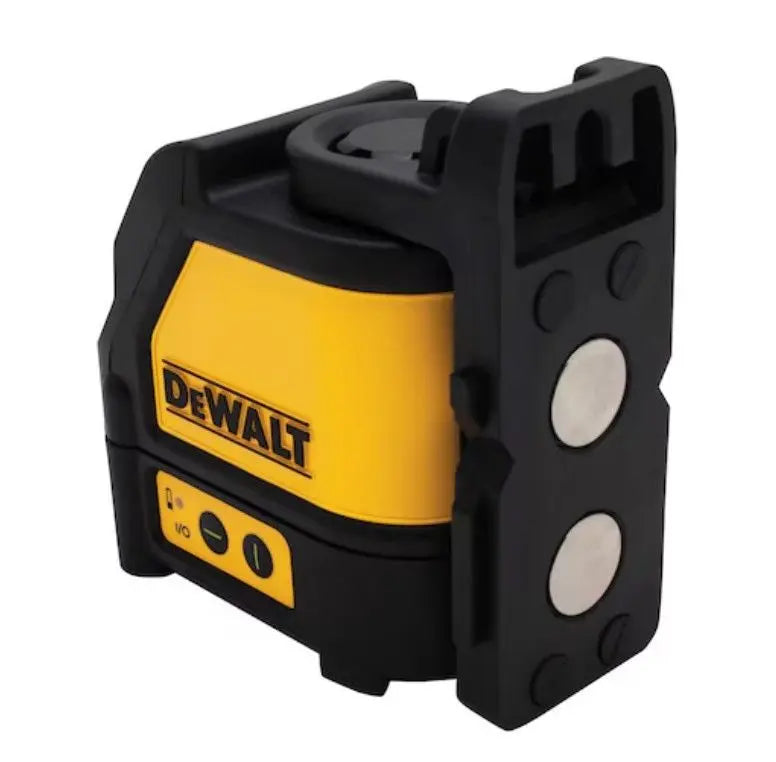 DEWALT DW088CG Kreuzlinienlaser in gelb und schwarz, selbstnivellierend, für präzise horizontale und vertikale Ausrichtung.