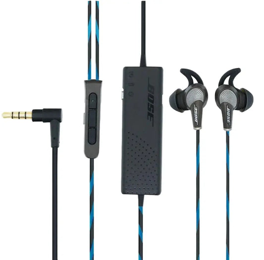 Bose QuietComfort 20 Kopfhörer mit Mikrofon und Fernbedienung in Schwarz, drahtloses In-Ear-Design