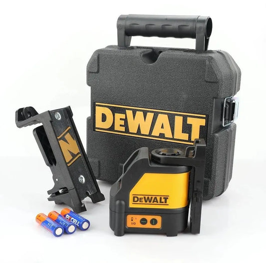 DEWALT DW088CG Kreuzlinienlaser mit Koffer und Zubehör für präzise horizontale und vertikale Ausrichtung