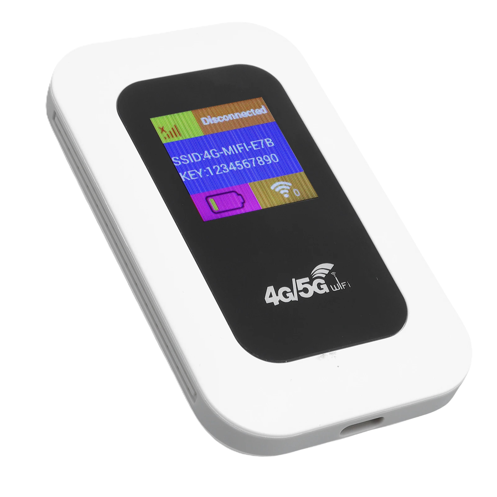 Tragbarer 4G WLAN Router mit Display, mobiler Hotspot 300 Mbit/s, 2100mAh Akku, weißes Design.