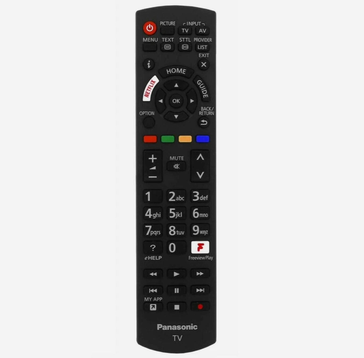 Original Panasonic N2QAYB001246 TV Fernbedienung in Schwarz mit Netflix-Taste