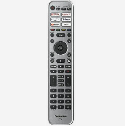 Original Panasonic N2QBYA000060 Smart-TV Fernbedienung in Silber-Schwarz mit Mikrofon-Taste