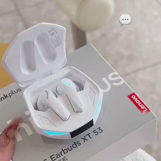 Lenovo XT53 Wireless In-Ear Gaming Kopfhörer in Weiß mit LED-Ladecase und Bluetooth 5.4
