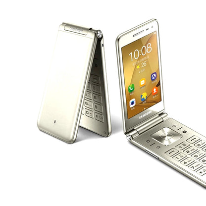 Samsung Galaxy Folder 2 Klapphandy in gold, geöffnet und geschlossen, Android Smartphone mit 16 GB Speicher