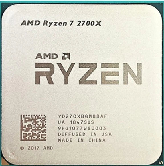 AMD Ryzen 7 2700X 3,7 GHz Octa Core CPU Overclocking Achtkern-Prozessor AM4 Draufsicht Heatspreader