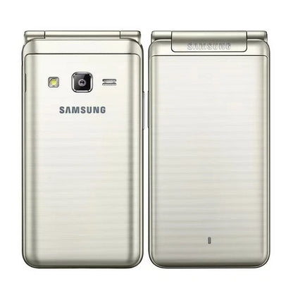 Samsung Galaxy Folder 2 Klapphandy in gold, Rückseite mit 8 Megapixel Kamera, Android Smartphone mit 16 GB Speicher