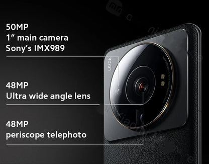 Xiaomi 12S Ultra Kamera mit 50 MP Hauptkamera, 48 MP Ultra weitwinkel und 48 MP Periskop-telephoto.