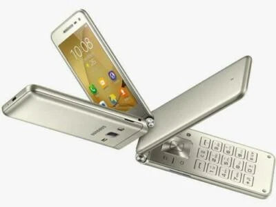 Samsung Galaxy Folder 2 Klapphandy in gold, geöffnet mit Tastatur, Android Smartphone mit 16 GB Speicher