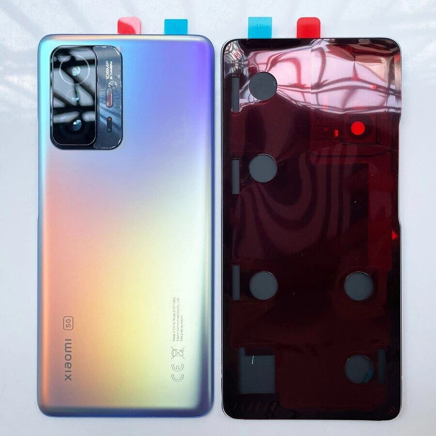 Original Xiaomi 11T Pro Akkudeckel Hell Blau 550500017S4J mit farbigen Kleber und Rückseite.